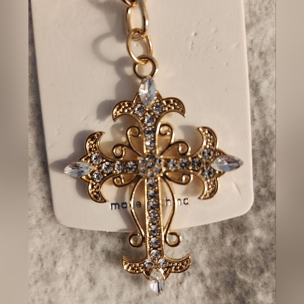 Mint Keyring/Keychain/Bag Charm Gold & Silver Filigree Cross